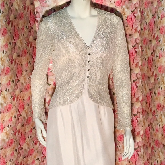 2pc long silky & sparkling evening dress - Picture 1 of 8